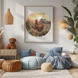 Cross Stitch Pattern With Rooster Farm Cross Stitch Designs Nature Cross Stitch Charts Counted Rustic Scenery Embroidery Pattern Mom Gift