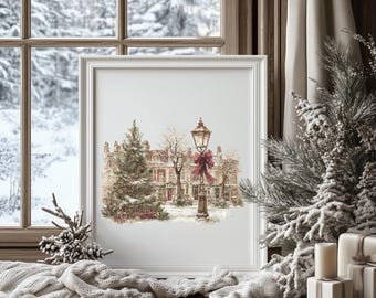 Christmas Cross Stitch Pattern, Winter Cross Stitch Sampler With Winter City, Cozy Winter Embroidery Pattern PDF, Counted Cross Stitch Chart