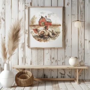 Kruissteekpatroon met varken, Cottagecore-kruissteekontwerpen, aquarel kruissteekkaarten, geteld, boerderijborduurpatroon, moeder cadeau