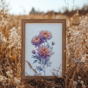 Kruissteekpatroon met chrysant, geteld, aanpasbaar kruissteekontwerp, borduur-pdf, geboorte november bloem kruissteektabel