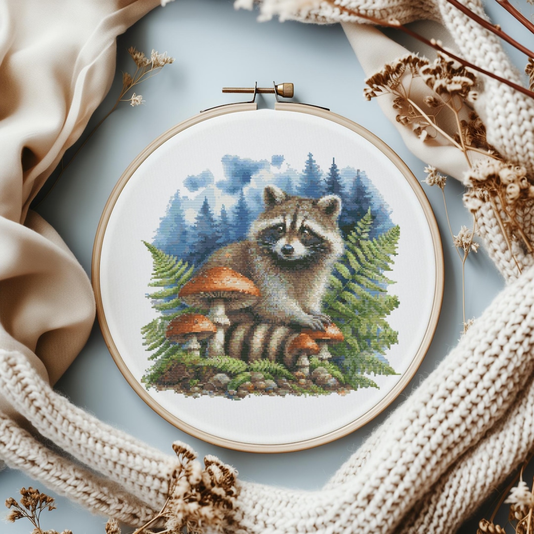 Cross Stitch Pattern Razorback Raccoon Cross Stitch Pattern, Counted Cross Stitch Pdf, Forest Cross ...