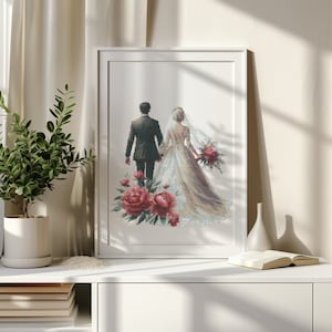 Bride And Groom Cross Stitch Pattern Count Wedding Cross Stitch Modern Cross Stitch Charts Watercolor Embroidery Designs Cross Stitch Art