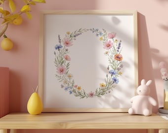 Aangepaste kruissteek pdf, geteld, bloemen letter O kruissteekpatroon, monogram kruissteekkaart, gepersonaliseerde geschenken, patroonhouder