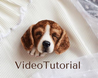 Felted Puppy Brooch Pattern Felt Beagle Tutorial Wool Needlefelting Video Tutorial Felted Dog Video Lesson Do It Yourself Felt Toy Digital