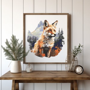 Rode vos kruissteekpatroon, bosdieren kruissteekontwerpen, natuur kruissteekkaart geteld, borduurpatroon, digitale downloads