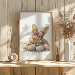 Påskkorsstygnsmönster med söt kanin, räknade korsstygnsmönster, harebroderimönster, Spring Cottagecore heminredning