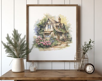 Patrón de punto de cruz con diseño de casa de campo, diseños rústicos de punto de cruz, PDF de punto de cruz contado, archivo de bordado, decoración del hogar estilo cottagecore