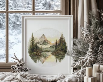 Counted Cross Stitch Pattern With Mountains, Forest Landscape Cross Stitch Designs, Wild Nature Embroidery PDF, Pattern Keeper Compatible