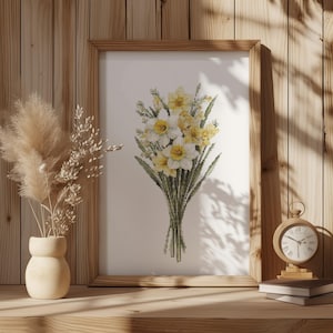 Patrón de punto de cruz con narciso y junquillo, diseños de punto de cruz contados, patrón de bordado de flores, arte de punto de cruz con flores de nacimiento de marzo