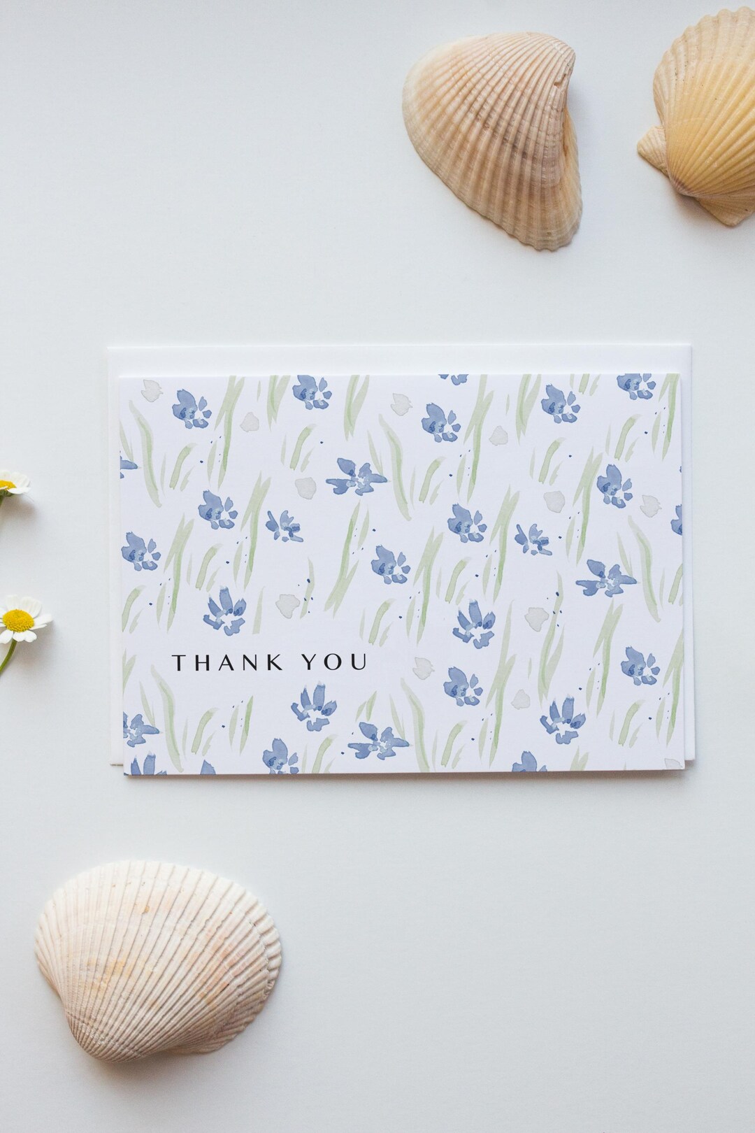 Patterned Watercolor Floral Thank You Card - Etsy