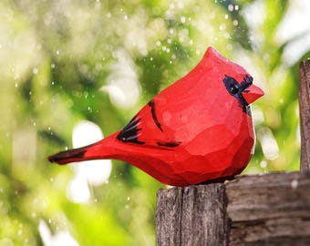 Cardinal Hand-Carved | Unique Handmade Gift, Wooden Bird Home Decor for Collectors & Bird Lovers, Nature-Inspired Artwork
