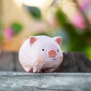 Miniature Pig Hand-Carved, Cute Handmade Gift, Pig Gift, Home Decor, Charming Animal Figurines