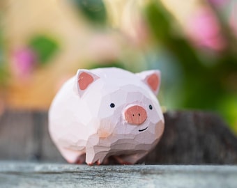 Miniature Pig Hand-Carved, Cute Handmade Gift, Pig Gift, Home Decor, Charming Animal Figurines