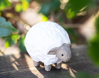 Handgesneden schaap, leuk vaderdagcadeau, woondecoratie, charmante dierenfiguurtjes