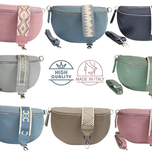 Sac bandoulière en cuir véritable de l'Italie, Crossbody Bag XL pour femmes avec sangle interchangeable Slingbag sac bandoulière