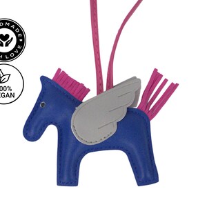 Taschenanhänger Pferd Handgemachte Weich, Vegan Leder Schlüsselanhänger,Pferd Bag Charm, Schlüsselanhänger Pferd, handgefertigte Accessoires Blau