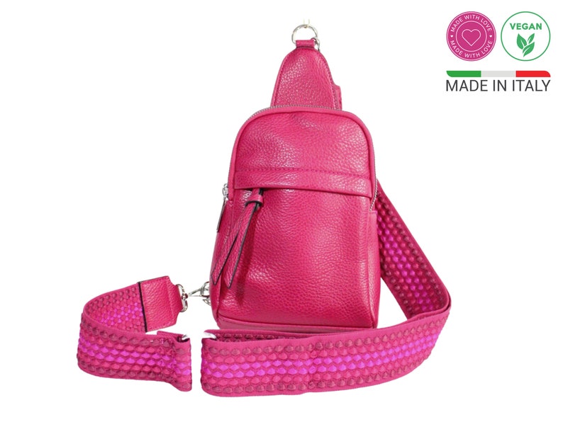Fanny Pack Ladies Vegan Crossbody Bag Backpack Shoulder Bag Pink Green Black Beige Orange Slingbag Magenta Pink
