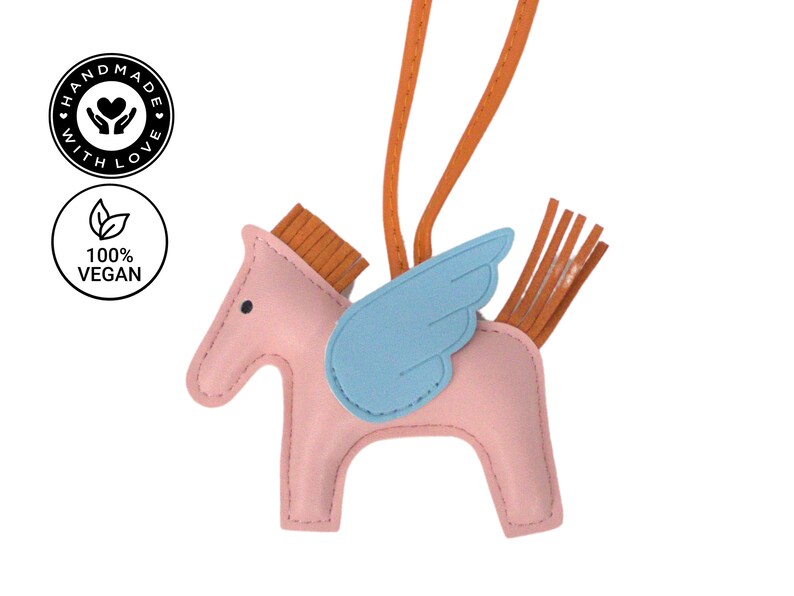 Tashanger paard handgemaakt met zacht veganistisch lederen sleutelhanger, paard tas bedel, sleutelhanger paard, handgemaakte accessoire Roze