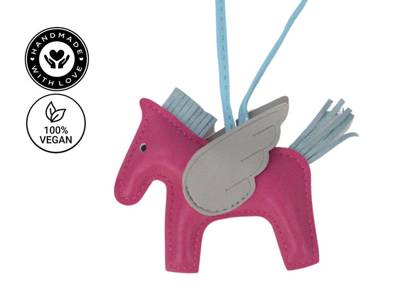 Taschenanhänger Pferd Handgemachte Weich, Vegan Leder Schlüsselanhänger,Pferd Bag Charm, Schlüsselanhänger Pferd, handgefertigte Accessoires Pink