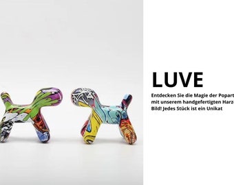 Einzigartige Pop Art Skulptur Hund aus Harz: Handgefertigtes Meisterwerk! Einzelstück Kunst