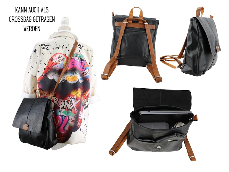 Rucksack Damen Trendig und umweltfreundlich Entdecken Sie unseren Veganen Lederrucksack für Frauen Ihr perfektes Accessoire Bild 2