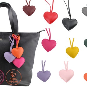 Gift with love: Handmade vegan heart pendants as stylish bag or key rings!