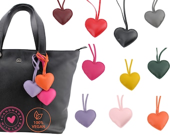 Gift with love: Handmade vegan heart pendants as stylish bag or key rings!