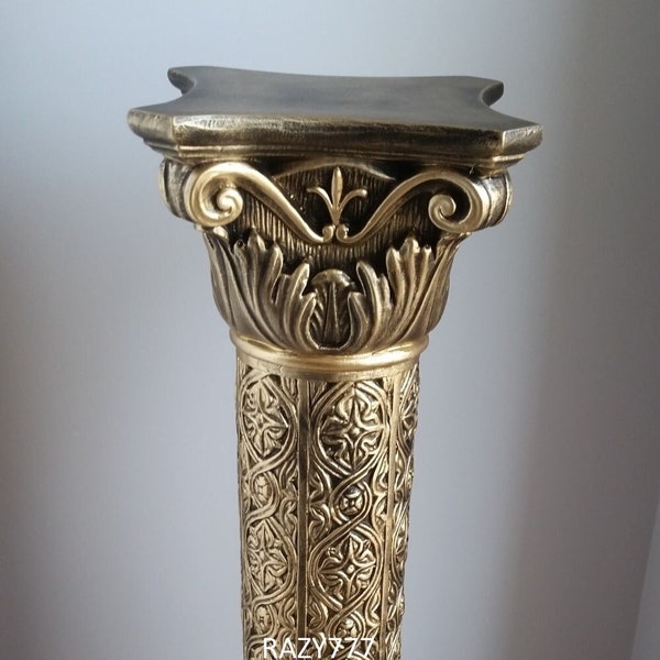 Colonne décorative romaine, piédestal grec, magnifique socle de 74cm de haut