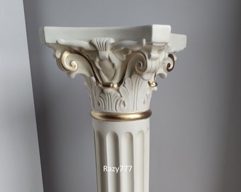 Colonne antique de style grec romain antique pilier décoratif fleur base avec or 75cm de haut