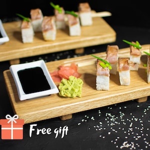 Flat sushi trays set of two pieces, Hardwood oak sushi plates