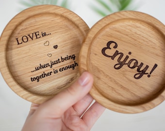 Custom Engraved Natural Wood Coaster, Coaster for glass, Cup coaster, Housewarming Gift