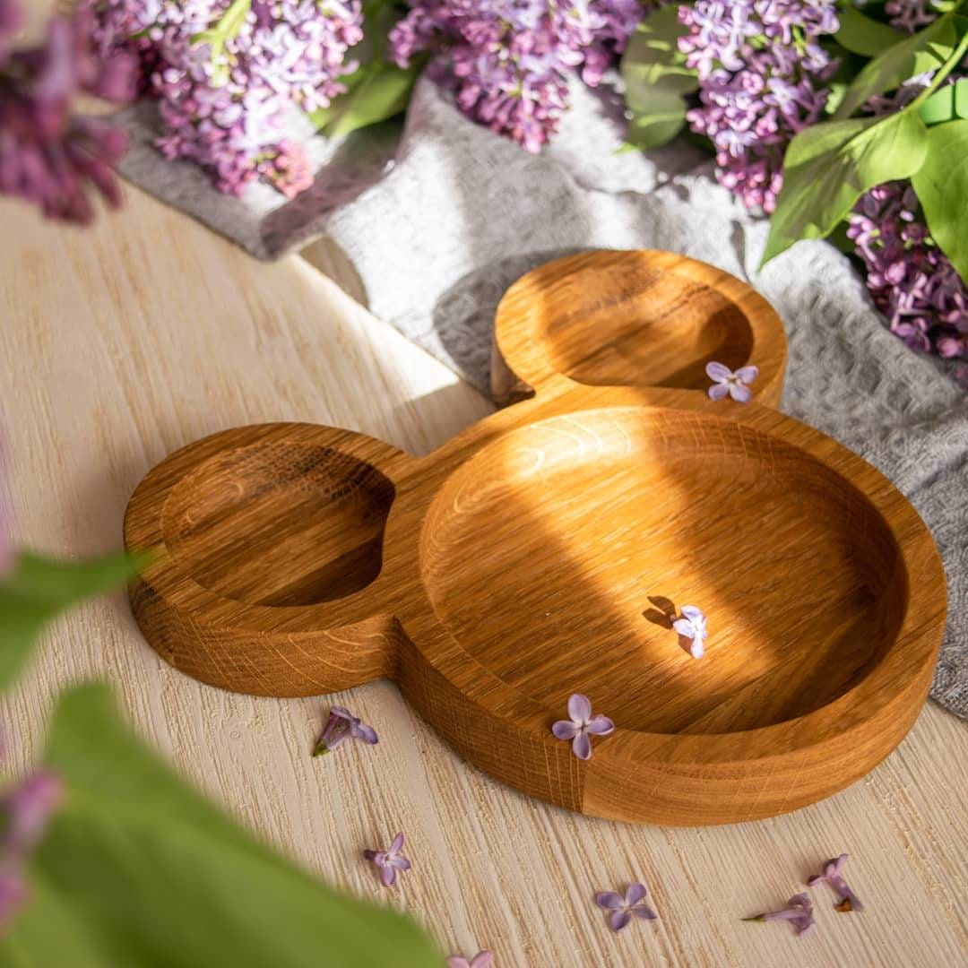 Personalized Wood baby feeding plate mouse, Wooden Kids Plate, Kids Gifts, Plate for Snack, Plate for vegetables, Kids board
