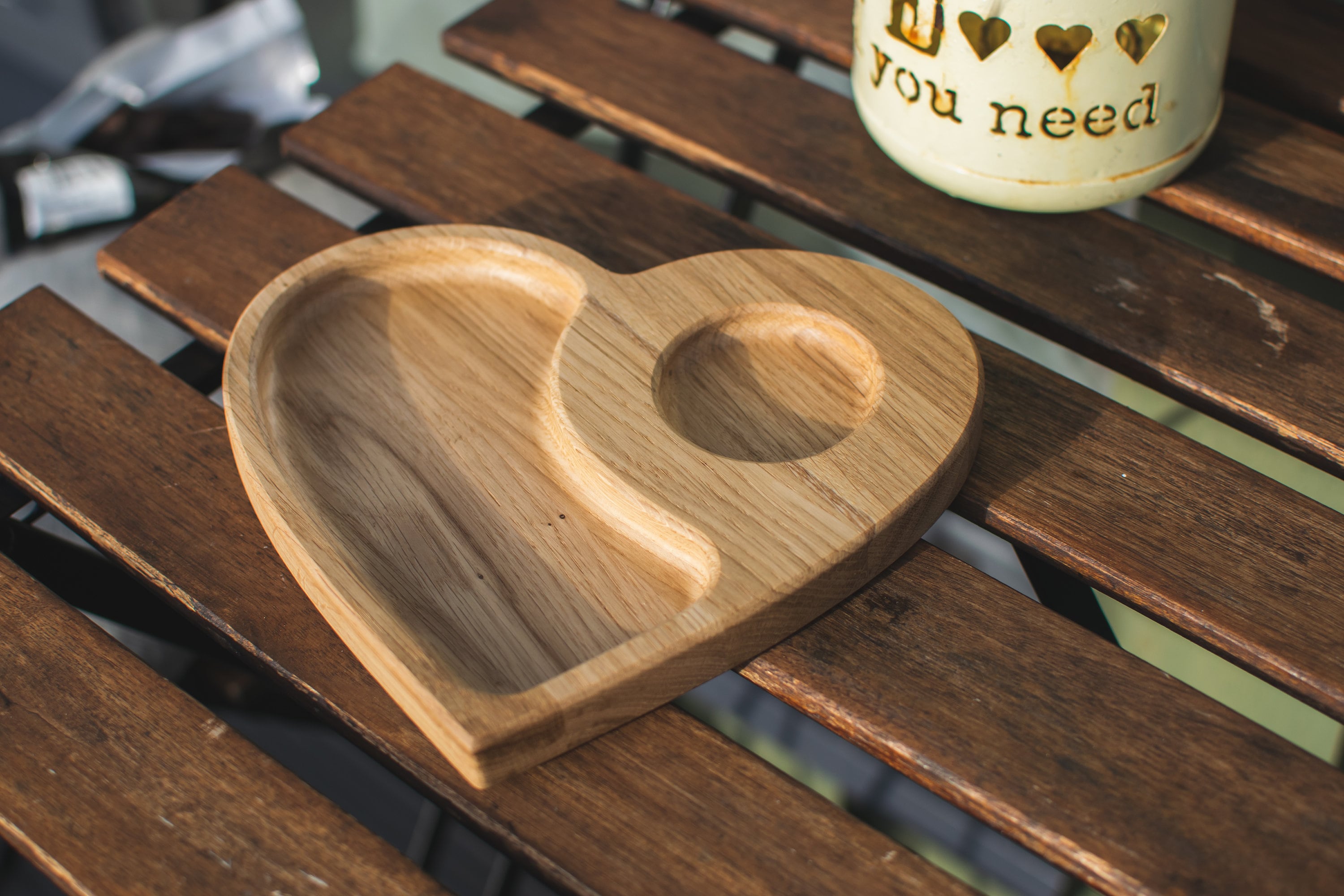 Handcrafted Oak Wood Coffee Tray, Wooden Serving Tray, Natural Coasters