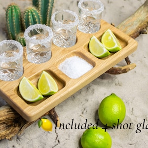 Wood Shot Glass Holder, Shot Glass Serving Tray, Tequila Party Tray, Tequila Flight Board