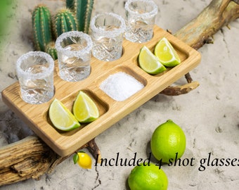 Wood Shot Glass Holder, Shot Glass Serving Tray, Tequila Party Tray, Tequila Flight Board