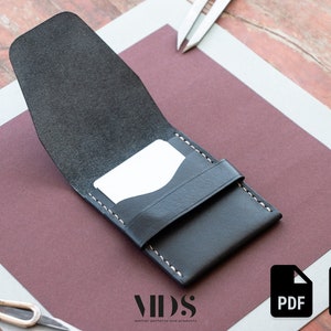 Modelo de carteira de couro em PDF para cartão de visita, modelo de carteira de couro com aba, padrões de couro, padrão de porta-cartões