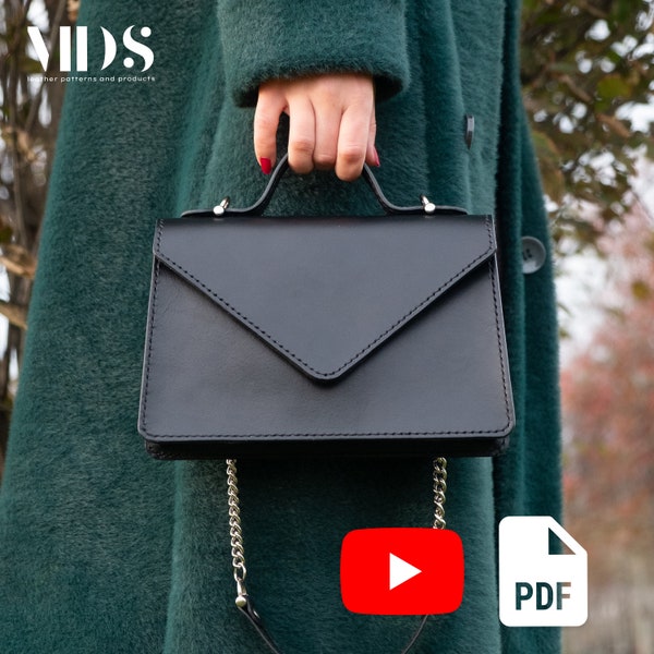 Leather Handbag PDF Pattern, Leather Purse PDF Pattern, Leather Shoulder Bag Template, Leather Bag Pattern, Leather DIY, Crossbody Bag