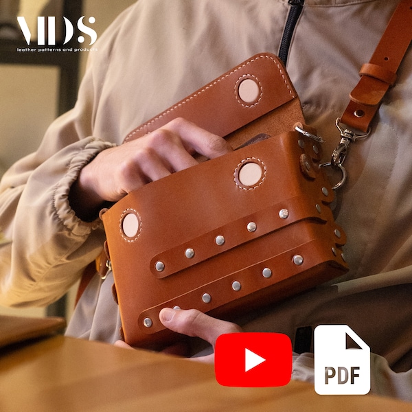 Leather Crossbody Bag PDF Pattern, Leather Shoulder Bag Template , Leather Bag Pattern, Leather DIY, Mini Bag Pattern, Saddle Bag Pattern