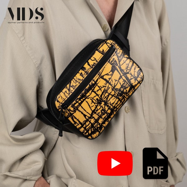 Leather Belt Bag Pattern, Leather Waist Bag Pattern Template, Leather Fanny Pack Pattern PDF, Leather Belly Bag PDF, Leather DIY