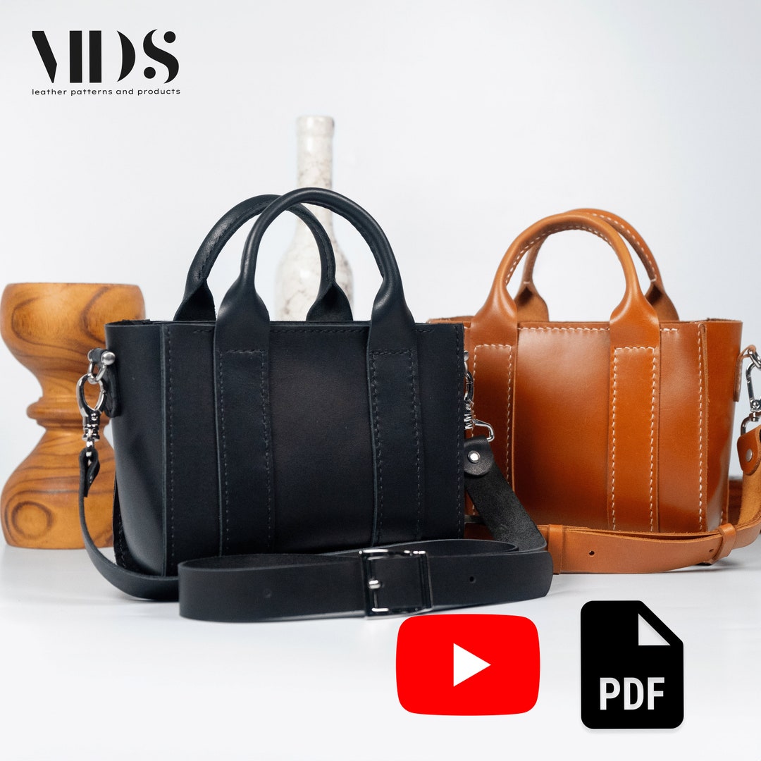 Leather Mini Tote Bag Pattern, Leather Crossbody Bag PDF Pattern, Leather Pattern for Small