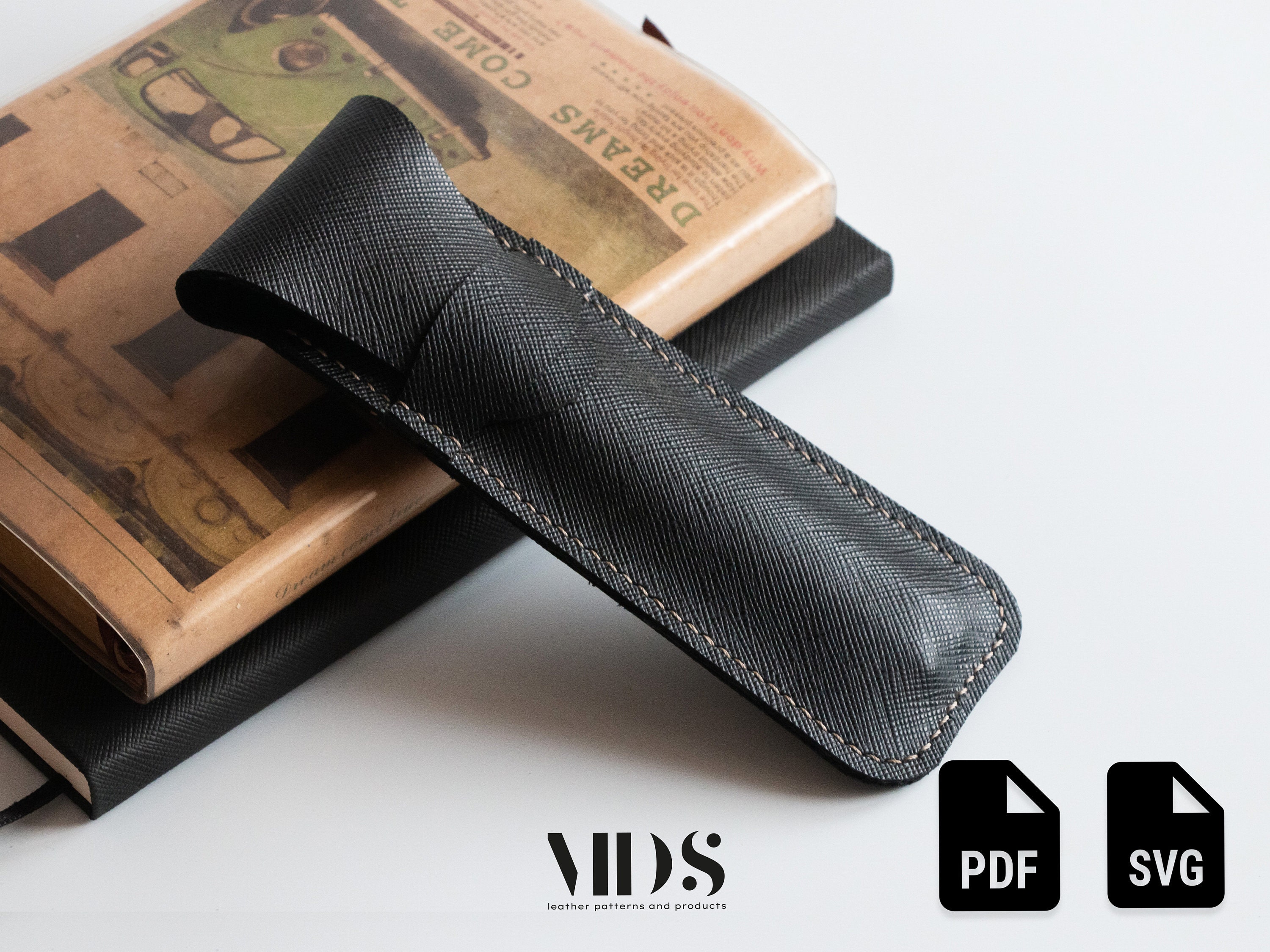 Leather Pen Case Pattern SVG PDF Minimalist Pen Holder Case With