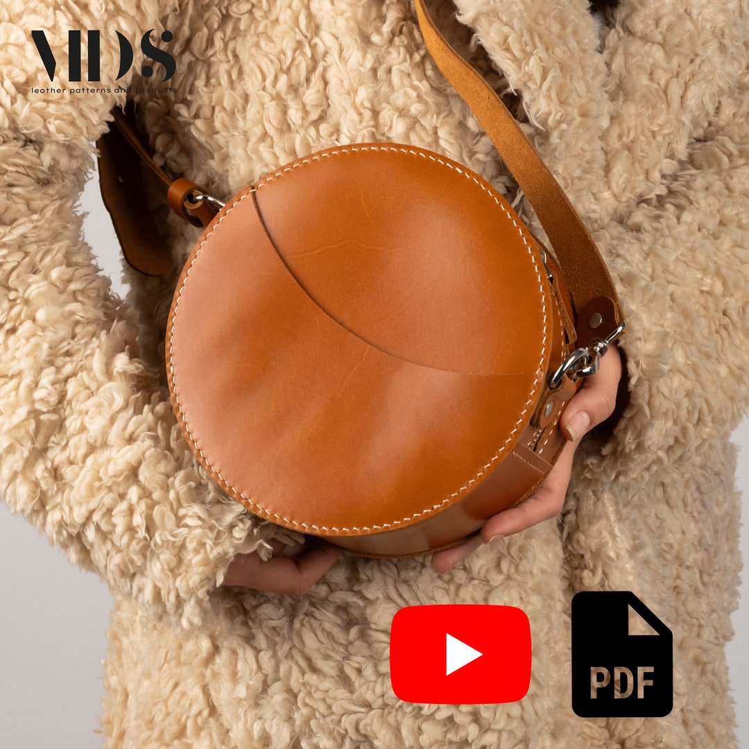 Leather Circle Bag PDF Pattern, Round Bag Pattern, Leather Round PDF, Leather Bag Pattern