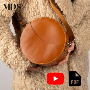 Leather Circle Bag PDF Pattern, Round Bag Pattern, Leather Round PDF, Leather Bag Pattern, Leather DIY, Crossbody Bag Template