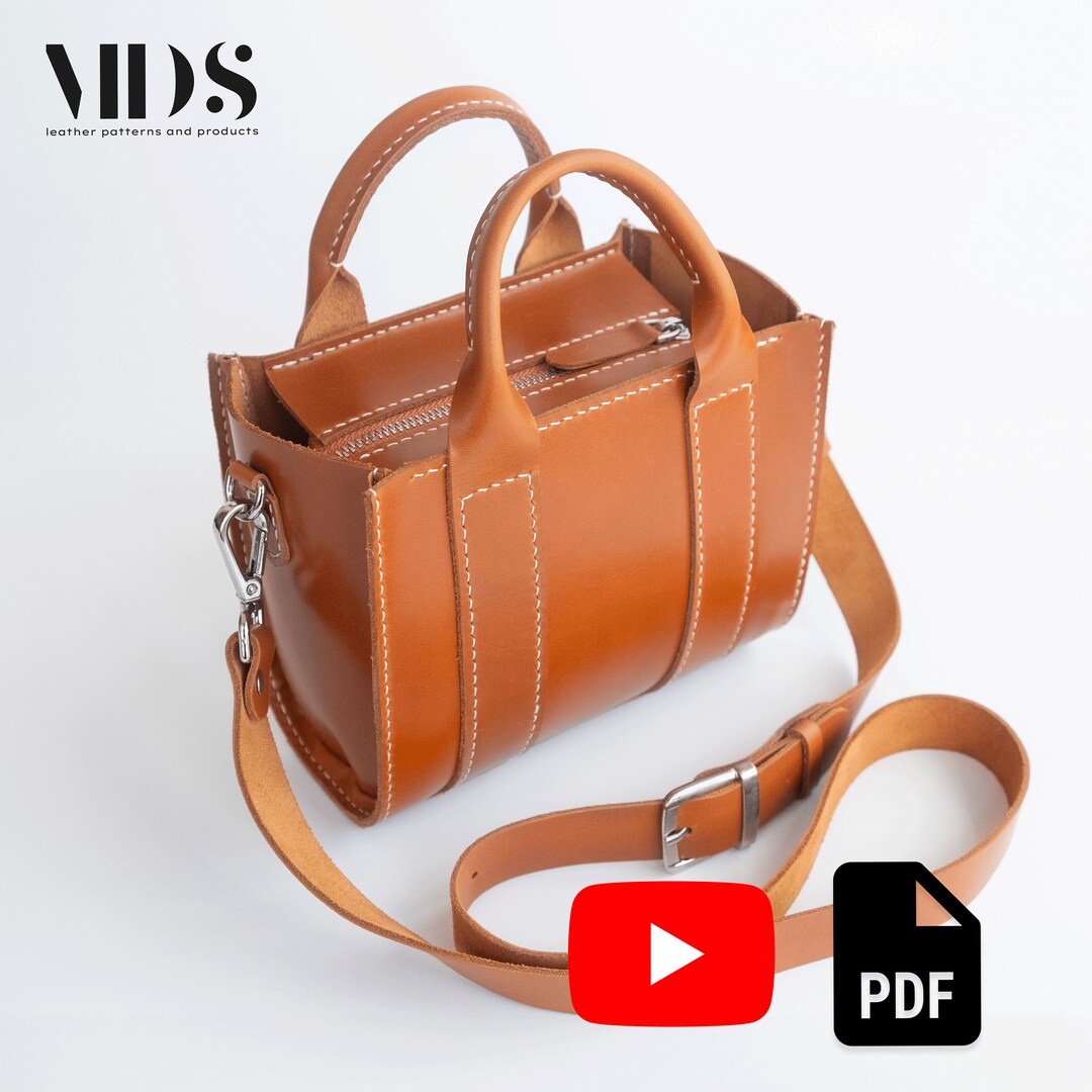 Leather Mini Tote Bag Pattern, Leather Crossbody Bag PDF Pattern, Leather Pattern for Small