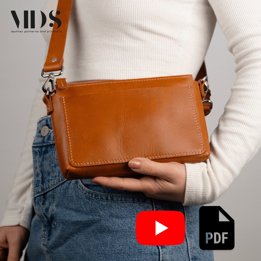 Leather Crossbody Bag PDF Pattern, Leather Shoulder Bag Template