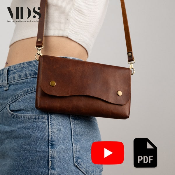 Leather Bag PDF Pattern, Leather Clutch Pattern, Leather Purse Template, No Stitched Leather Handbag Purse pattern Clutch Template PDF