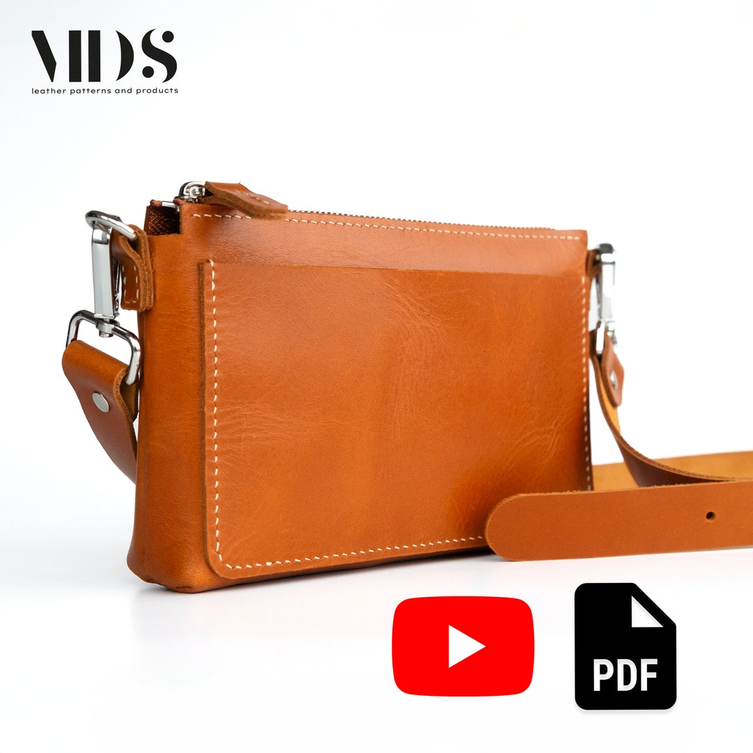 Leather Crossbody Bag PDF Pattern, Leather Shoulder Bag Template