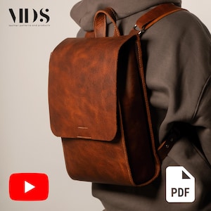 Leder Rucksack PDF Muster, DIY Leder Rucksack Muster, druckbare Lederrucksack Vorlage, Taschenmuster PDF, Video Tutorial