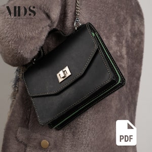 Leder Handtasche Muster, Leder Geldbörse PDF Muster, Leder Schultertasche, Leder Tasche Muster, DIY, Crossbody Bag Pattern, minimalistische Geldbörse