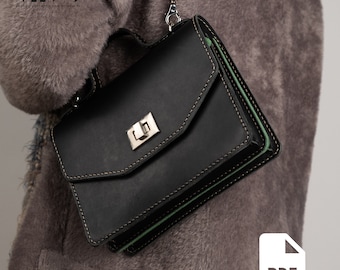 Leather Handbag Pattern, Leather Purse PDF Pattern, Leather Shoulder Bag, Leather Bag Pattern, DIY, Crossbody Bag Pattern, Minimalist Purse